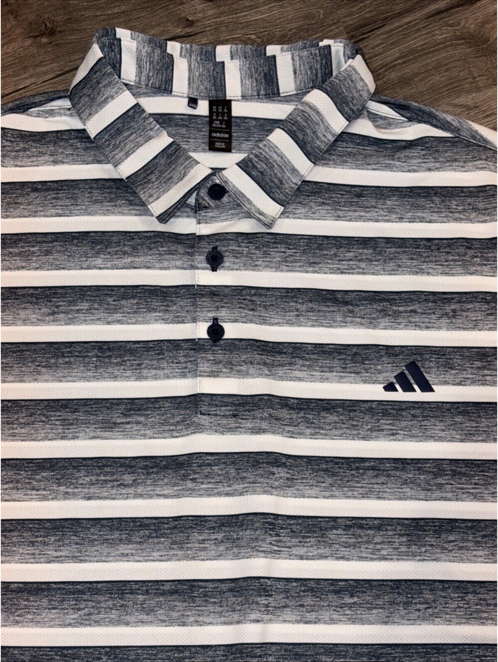 Adidas Golf Mens Polo Shirt Large XXL Gray White Striped Performance 2XL